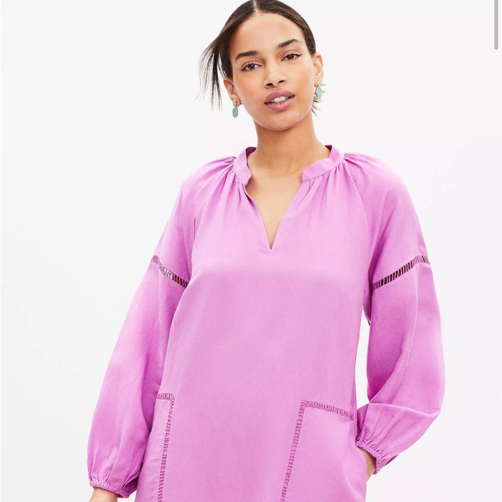 Ann Taylor loft online exclusive linen dress LILAC medium